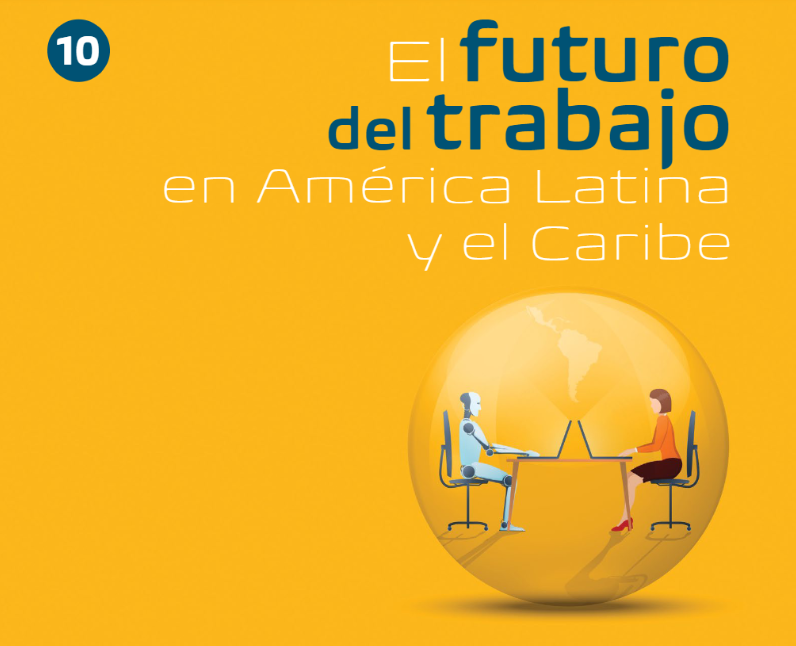 Imagen de una esfera con un robot y una persona trabajando en escritorios de frente, y el título del documento.
