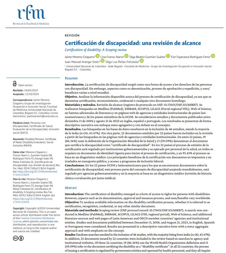 Certificación de discapacidad: una revisión de alcance